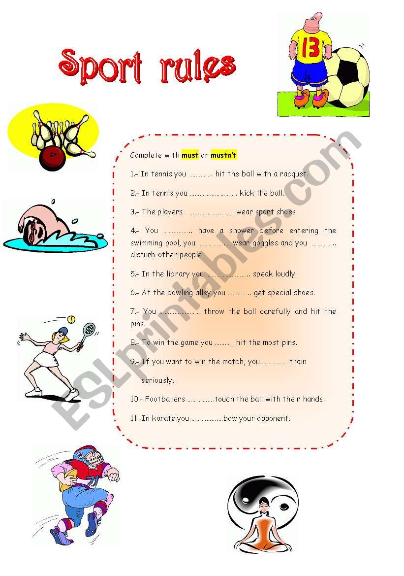 SPORT RULES worksheet