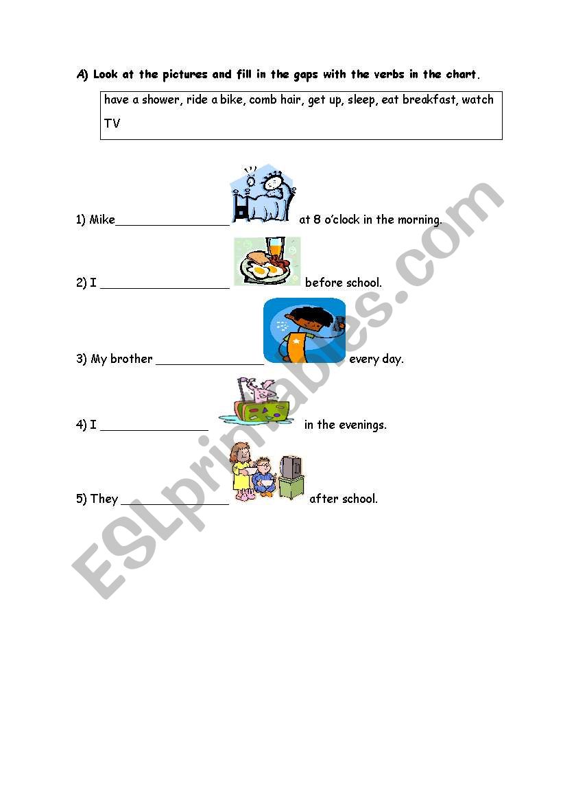 daily routines worksheet