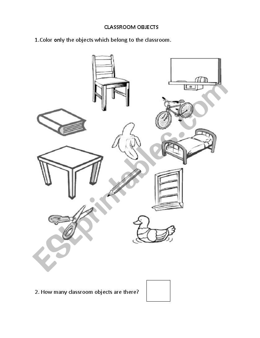 Classroom objects worksheet