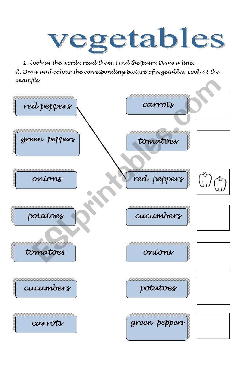 Vegetables worksheet