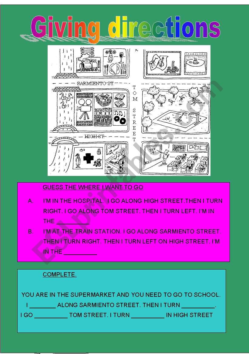 Giving directions worksheet