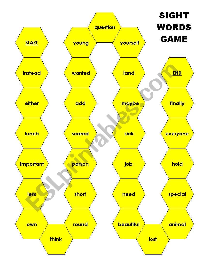 Sight Word Game 3 worksheet