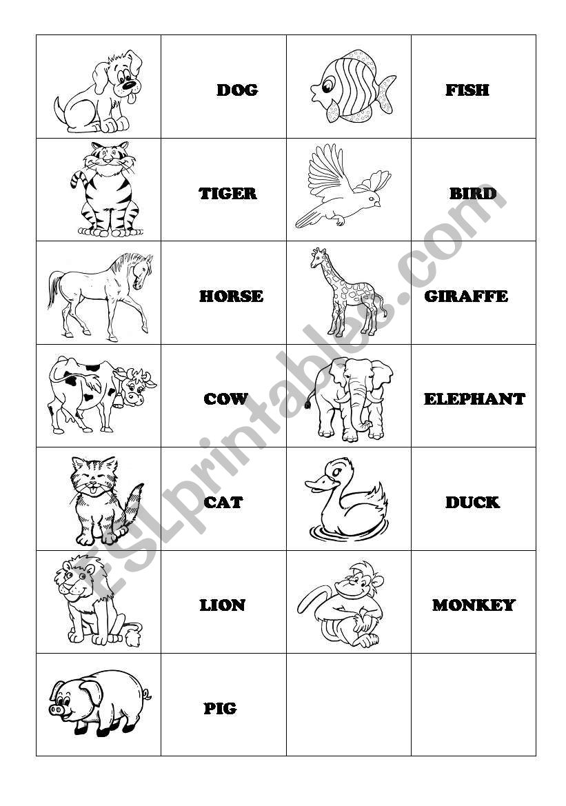 Animals Memory Game worksheet