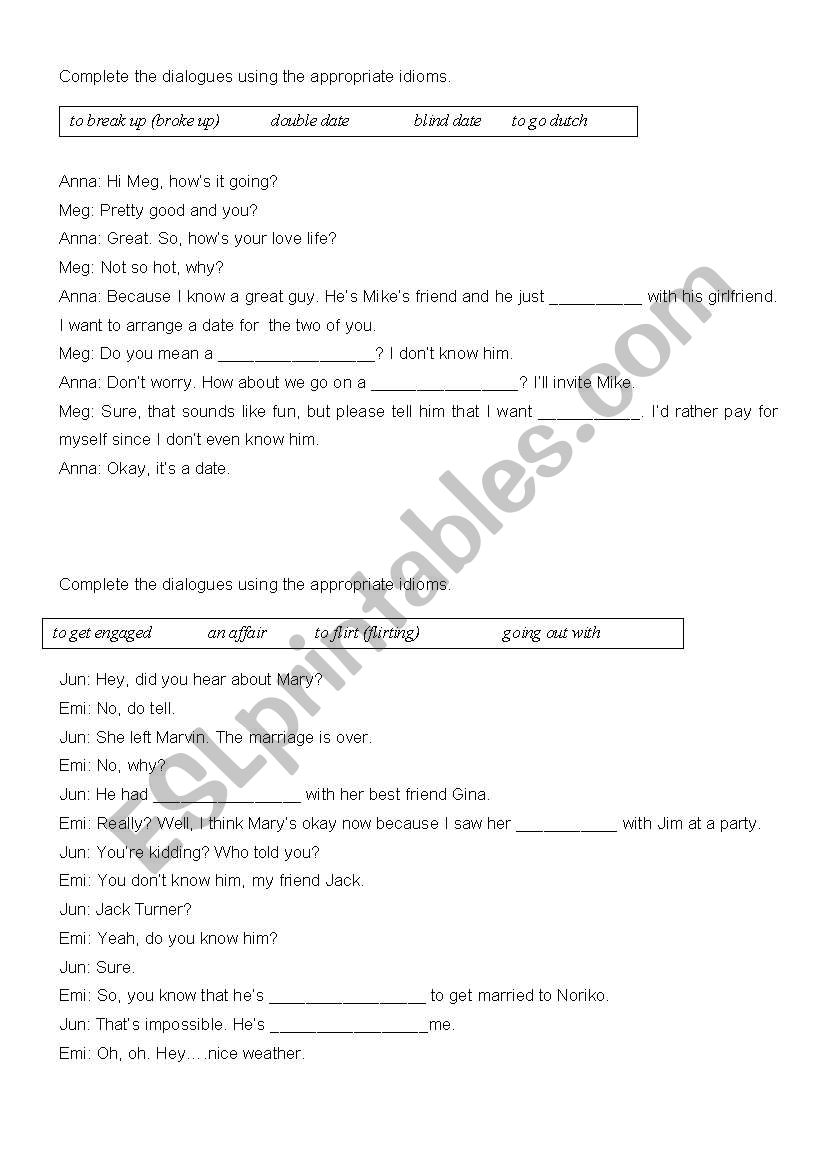 Phrasal verbs - relationships worksheet