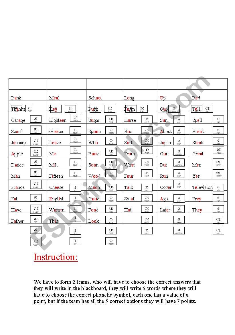 bank worksheet