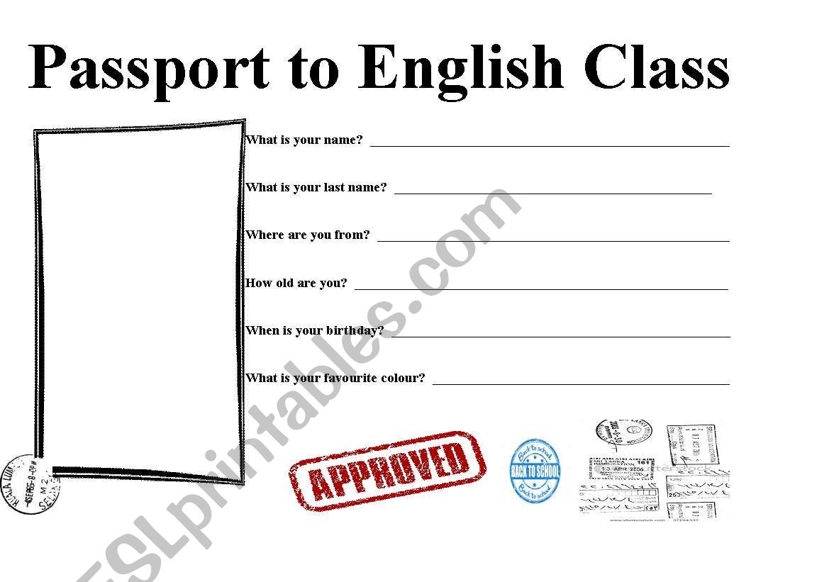 Passport to English Class worksheet