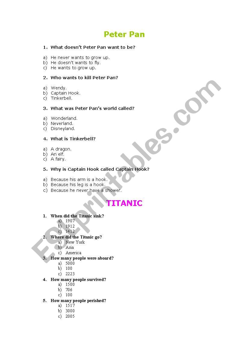 Cinema questionnaire worksheet