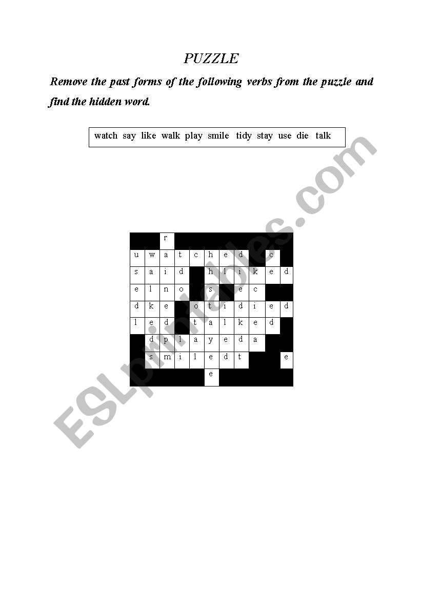 Puzzle (Simple Past) worksheet
