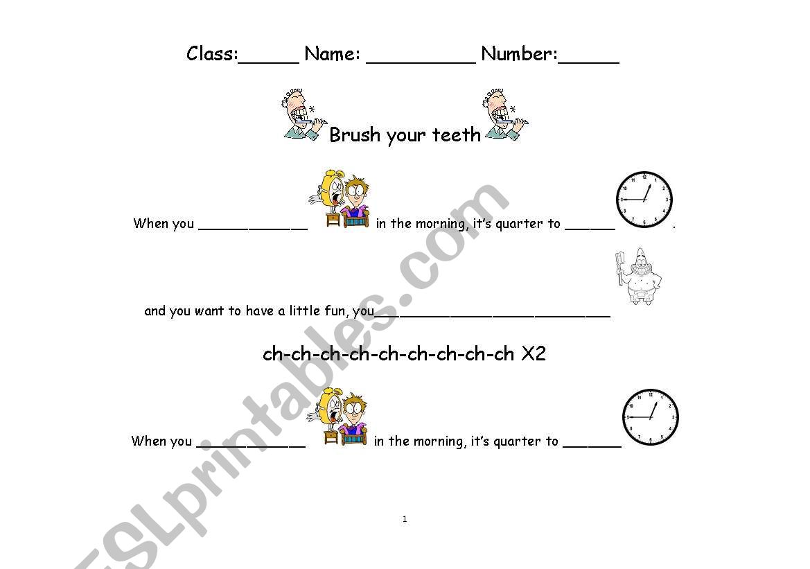 Brush your teeth worksheet