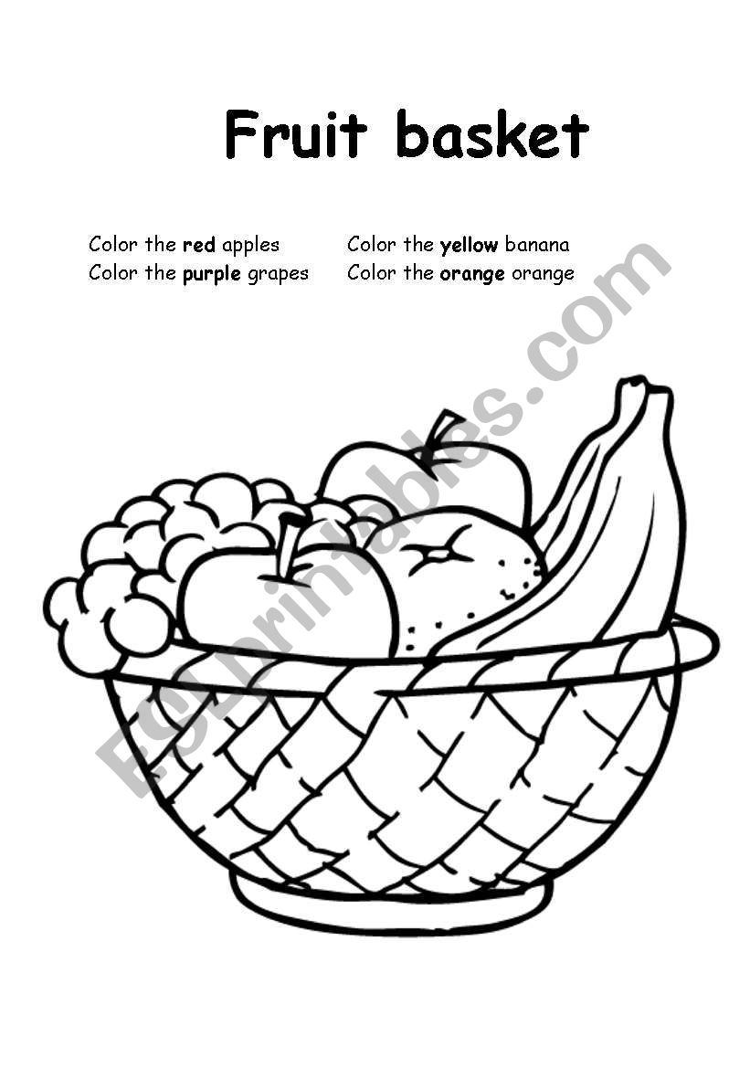 my coloring fruit basket worksheet
