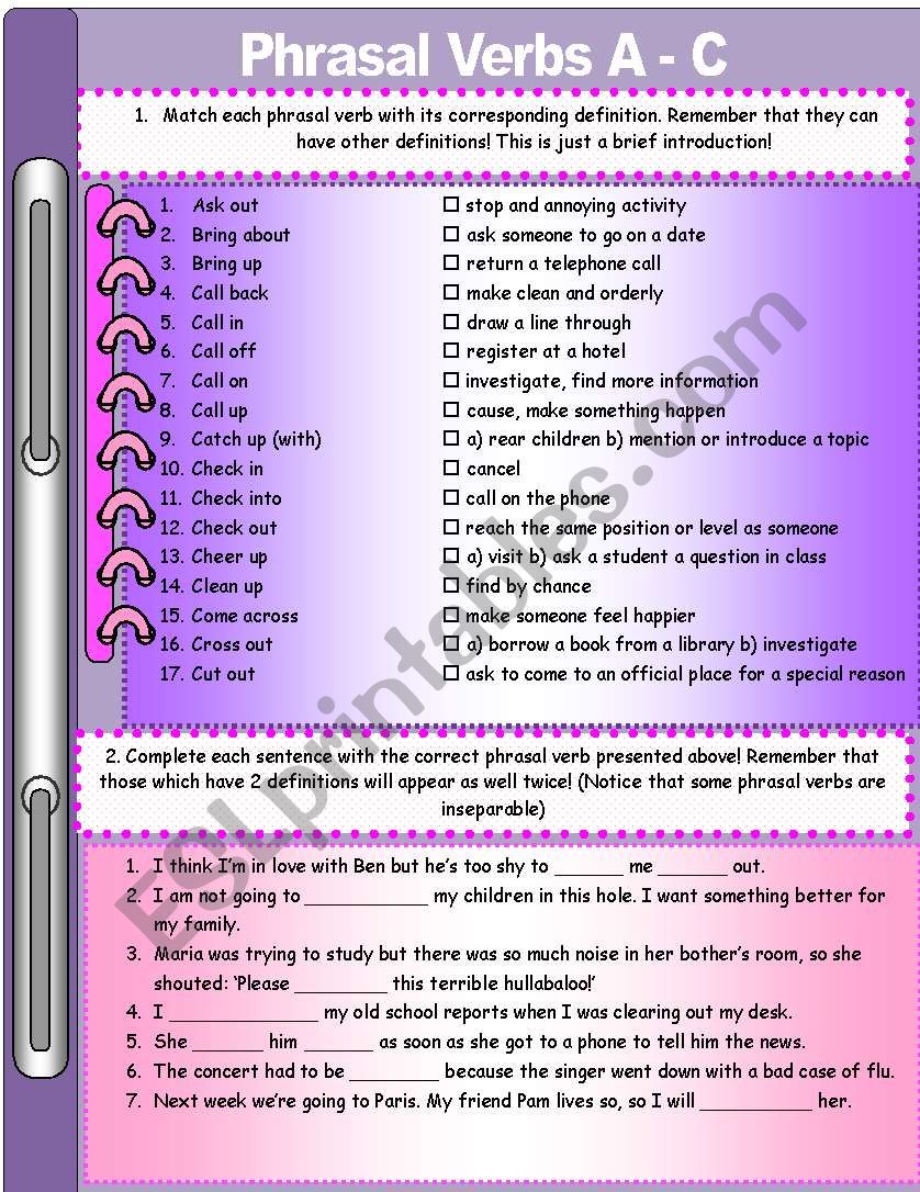 Introduction to Phrasal Verbs A - C