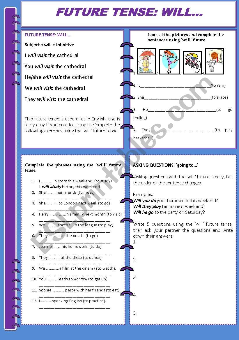 Future Tense: will worksheet