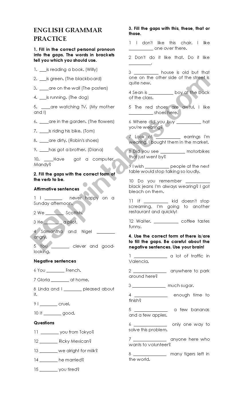 Grammar Riview worksheet