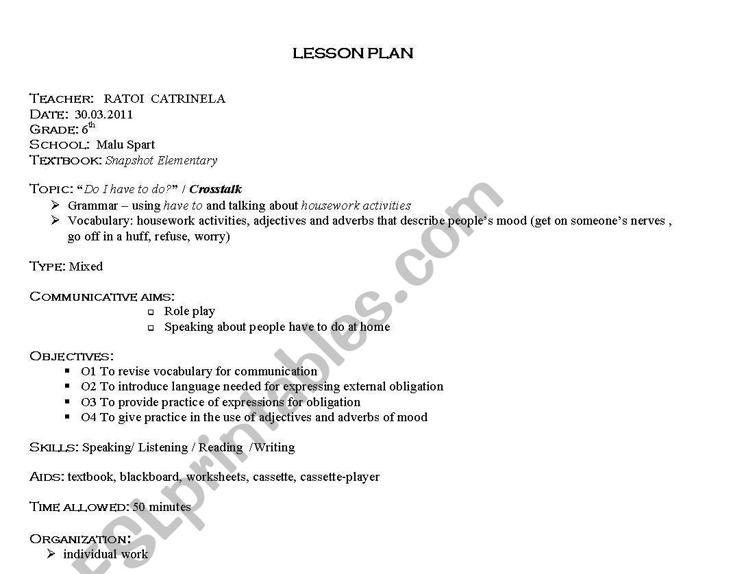 lesson plan crosstalk worksheet