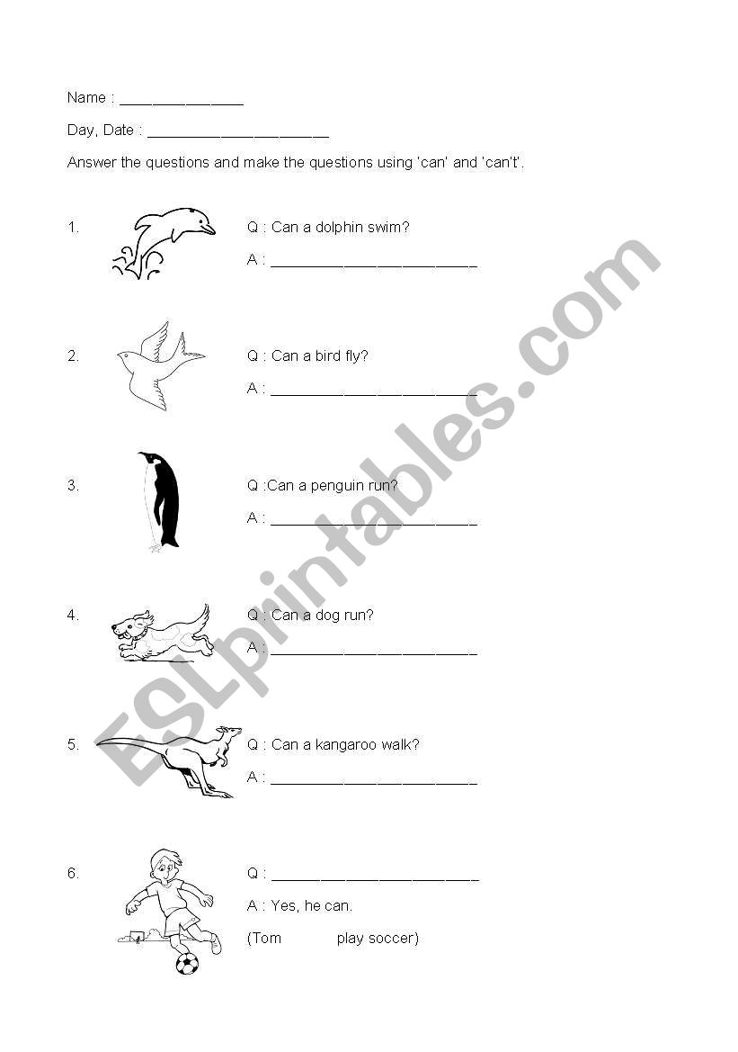 can and cannot worksheet