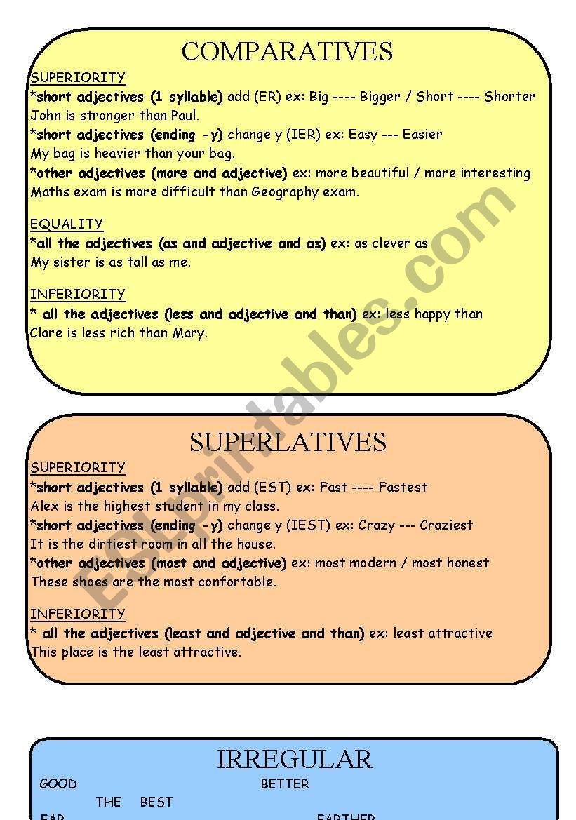 comparatives and superlatives worksheet