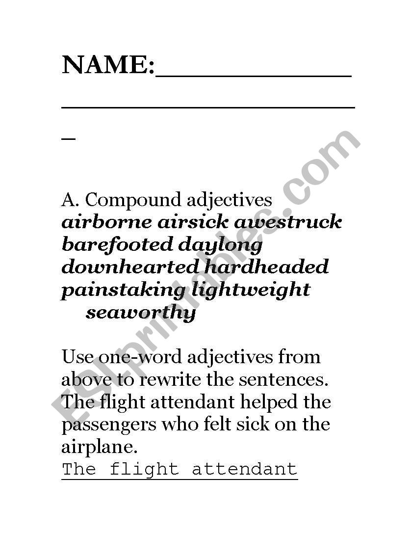 Compound Adjectives worksheet