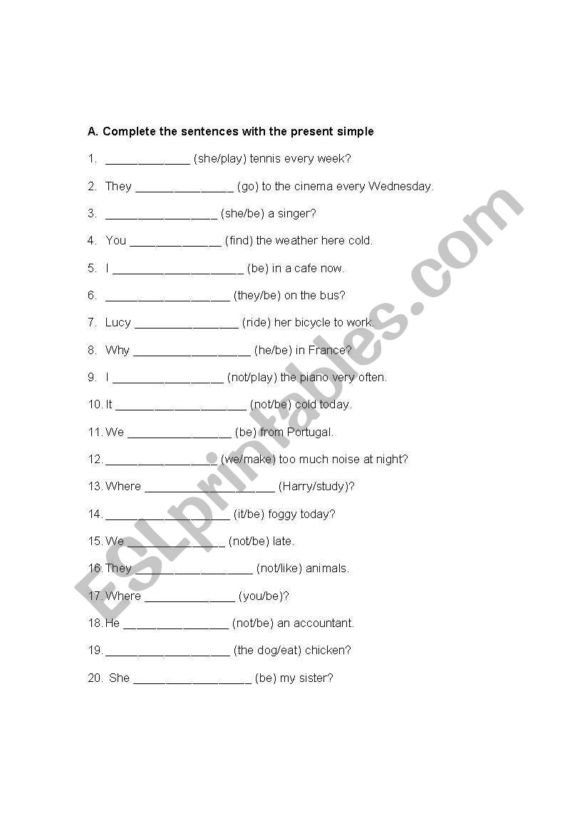 simple present tense and 