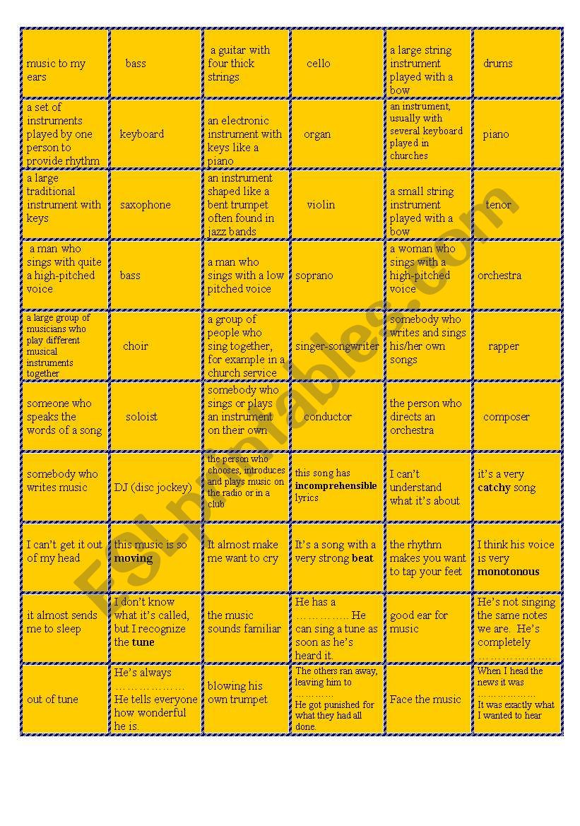 Music dominoes worksheet