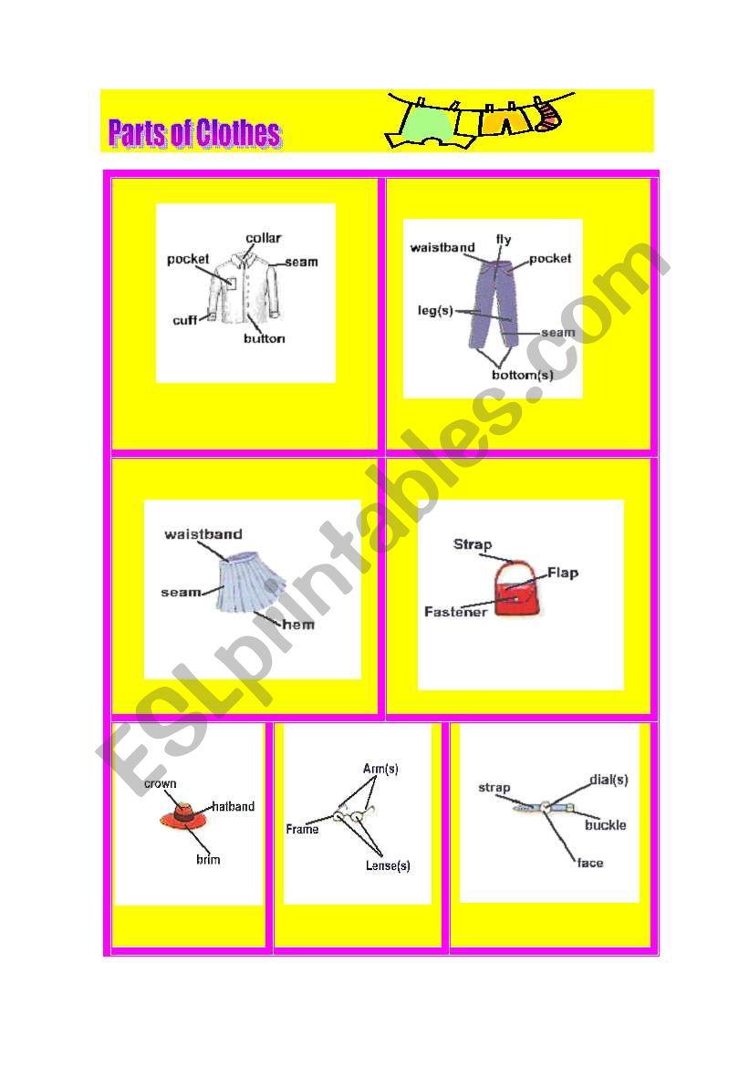 Parts of Clothes worksheet