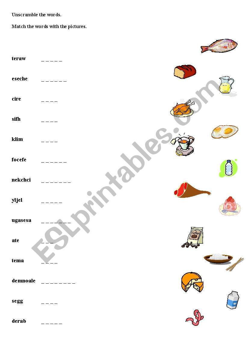 food worksheet