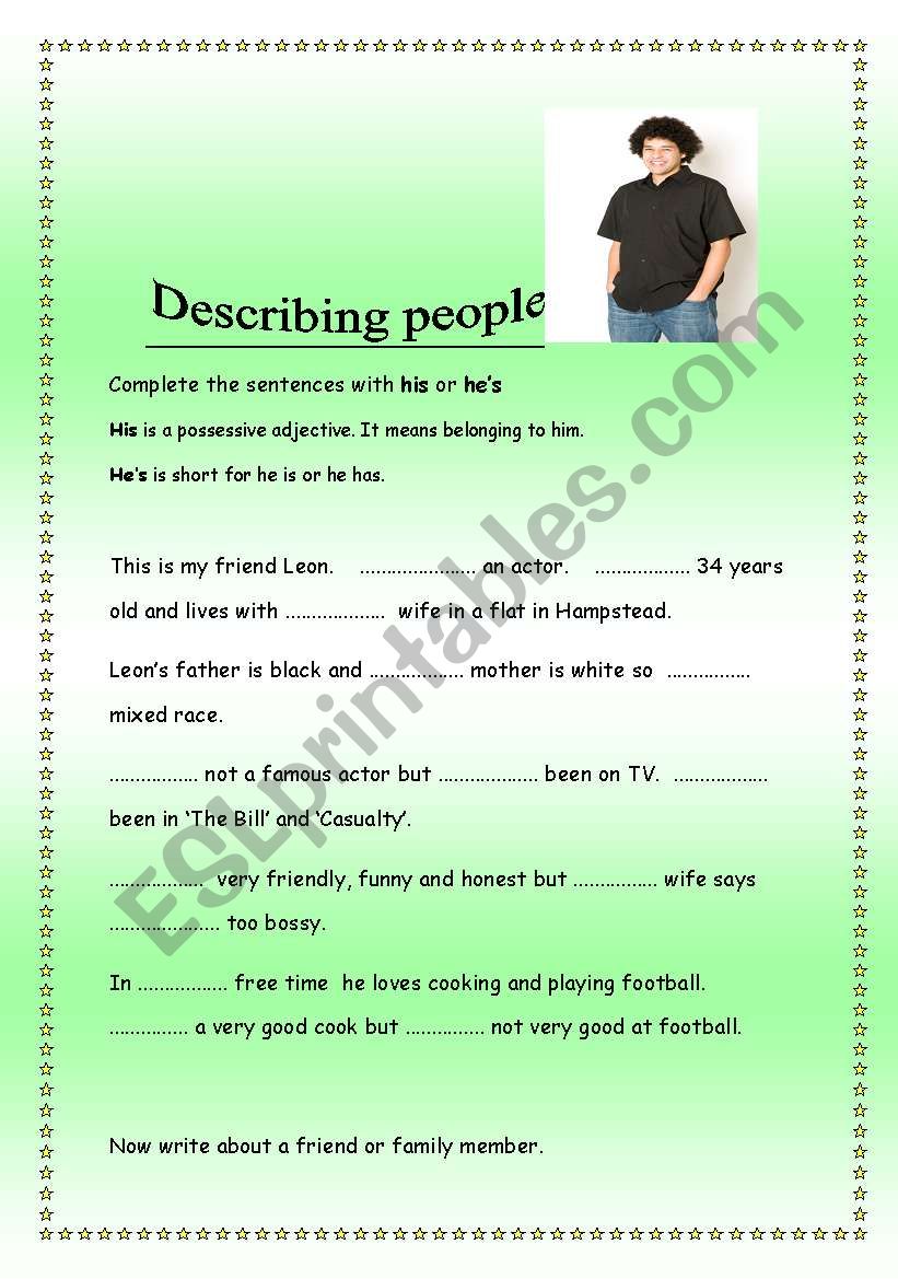 Describing people worksheet