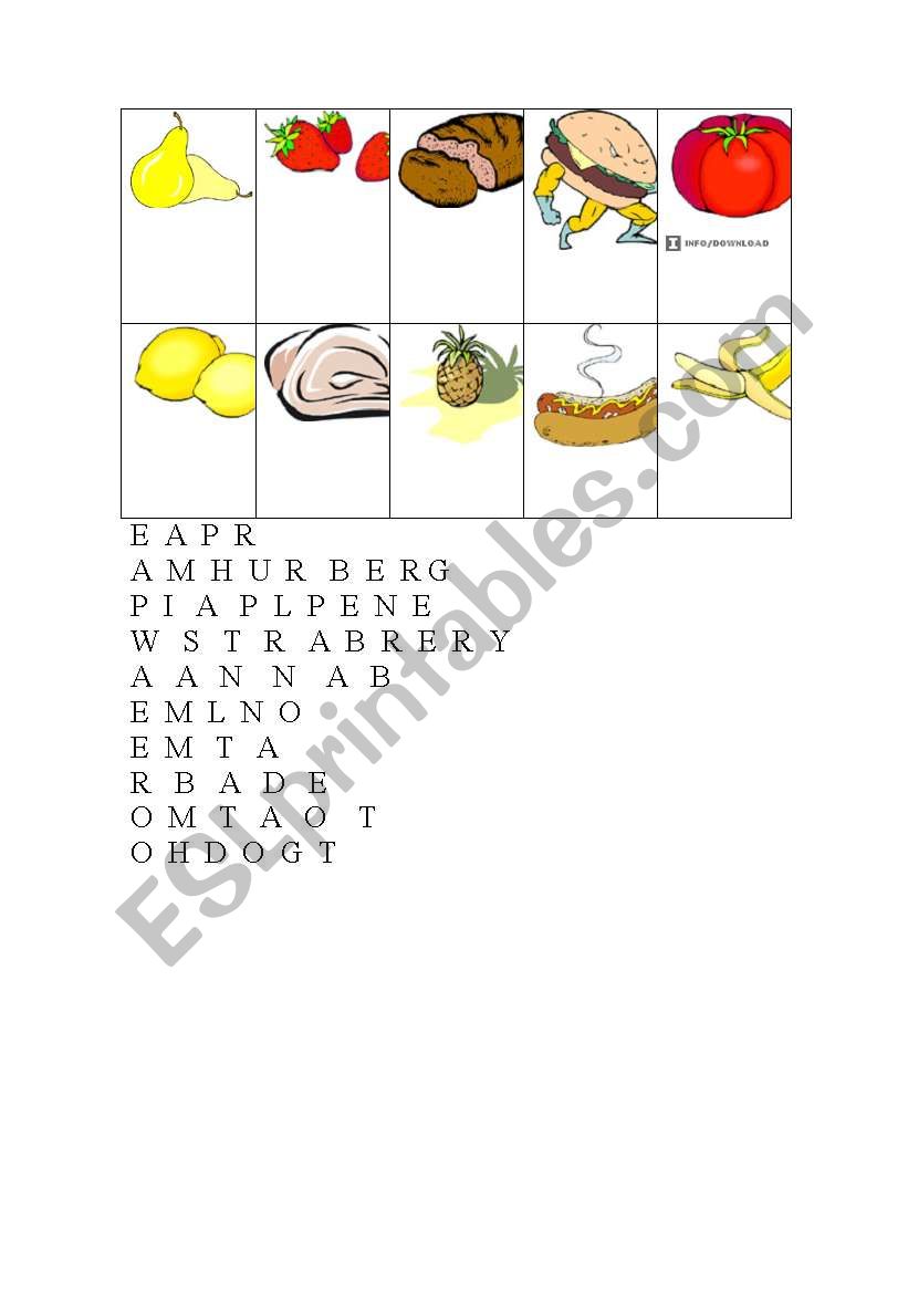 FOOD FOR KIDS worksheet