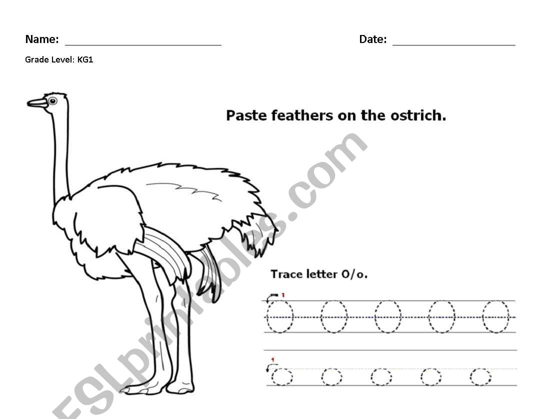 Trace letter O worksheet