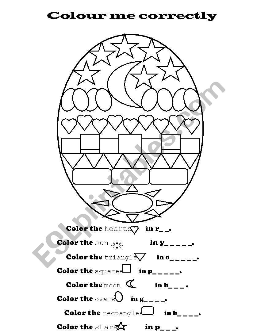 Colour me right worksheet