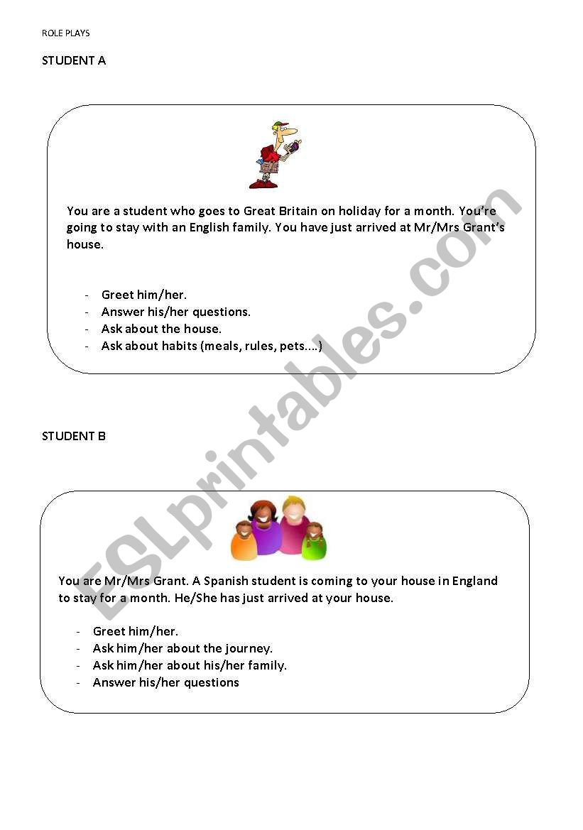 Role play situations worksheet