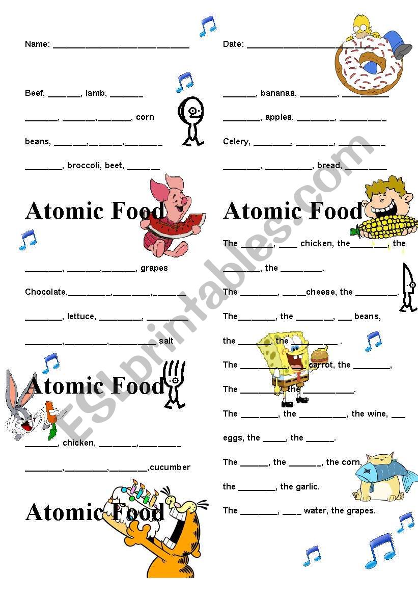 Atomic food lyrics and activities