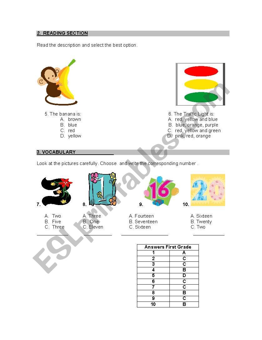 TEST FOR LITTLE STUDENTS SECOND PART