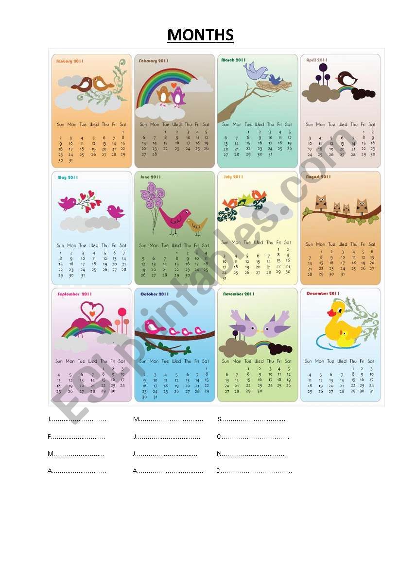 Beautiful MONTHS worksheet