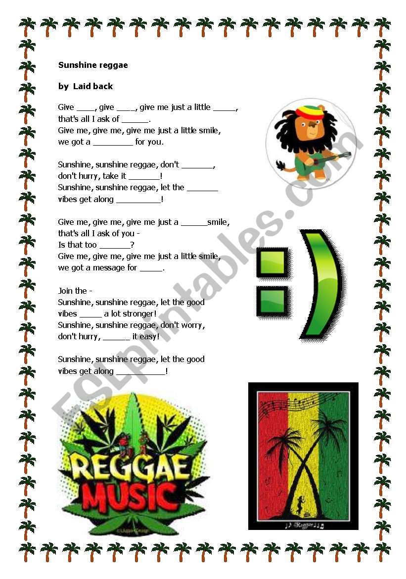 Sunshine reggae by Laid Back worksheet
