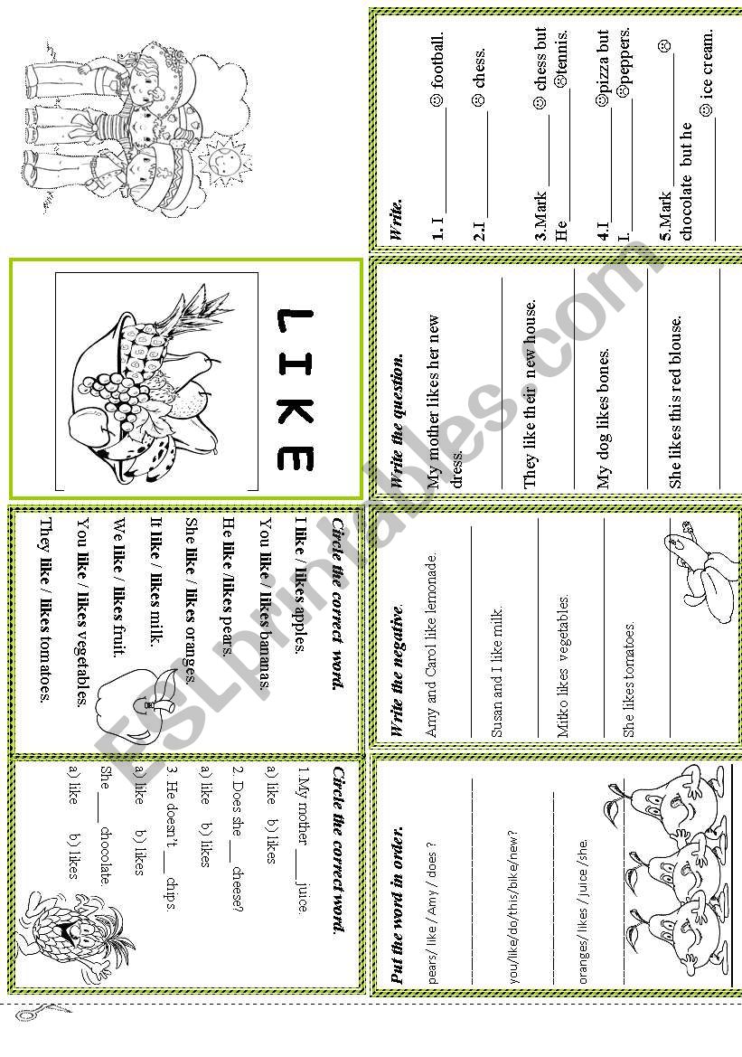 Mini book worksheet