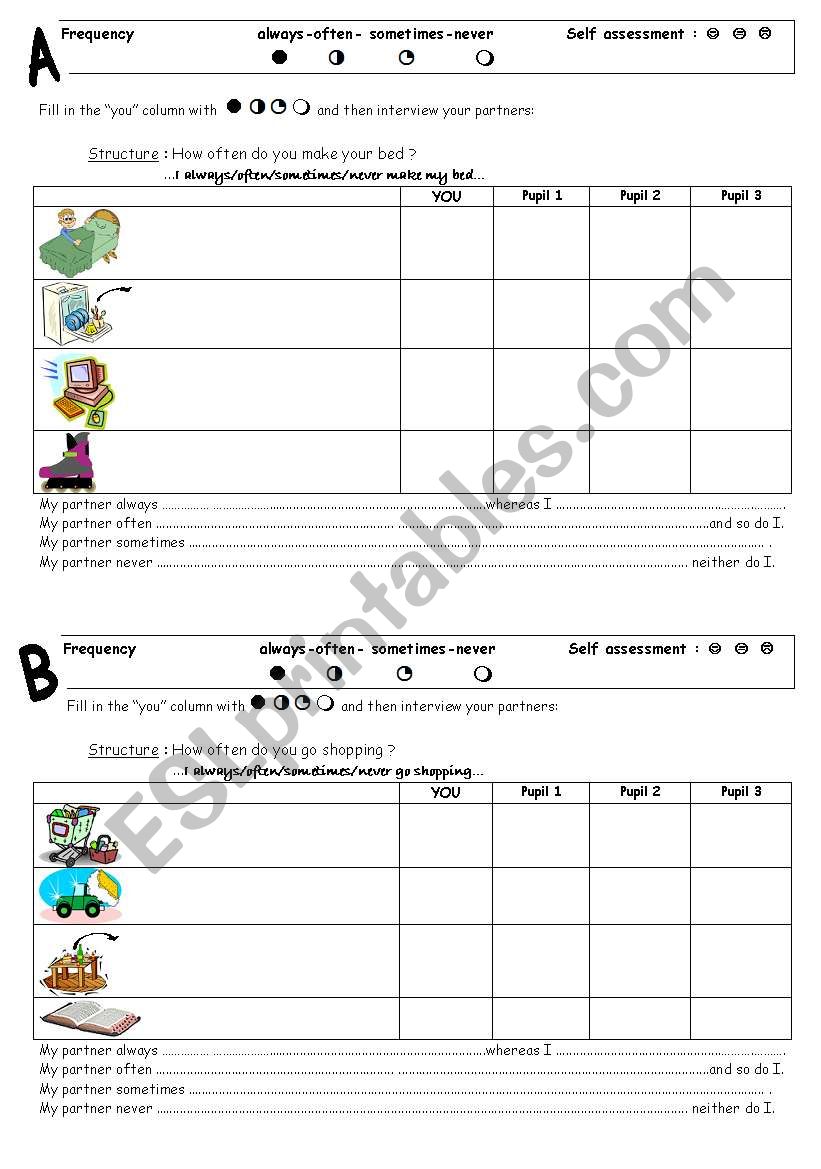 Pairwork - Frequency worksheet