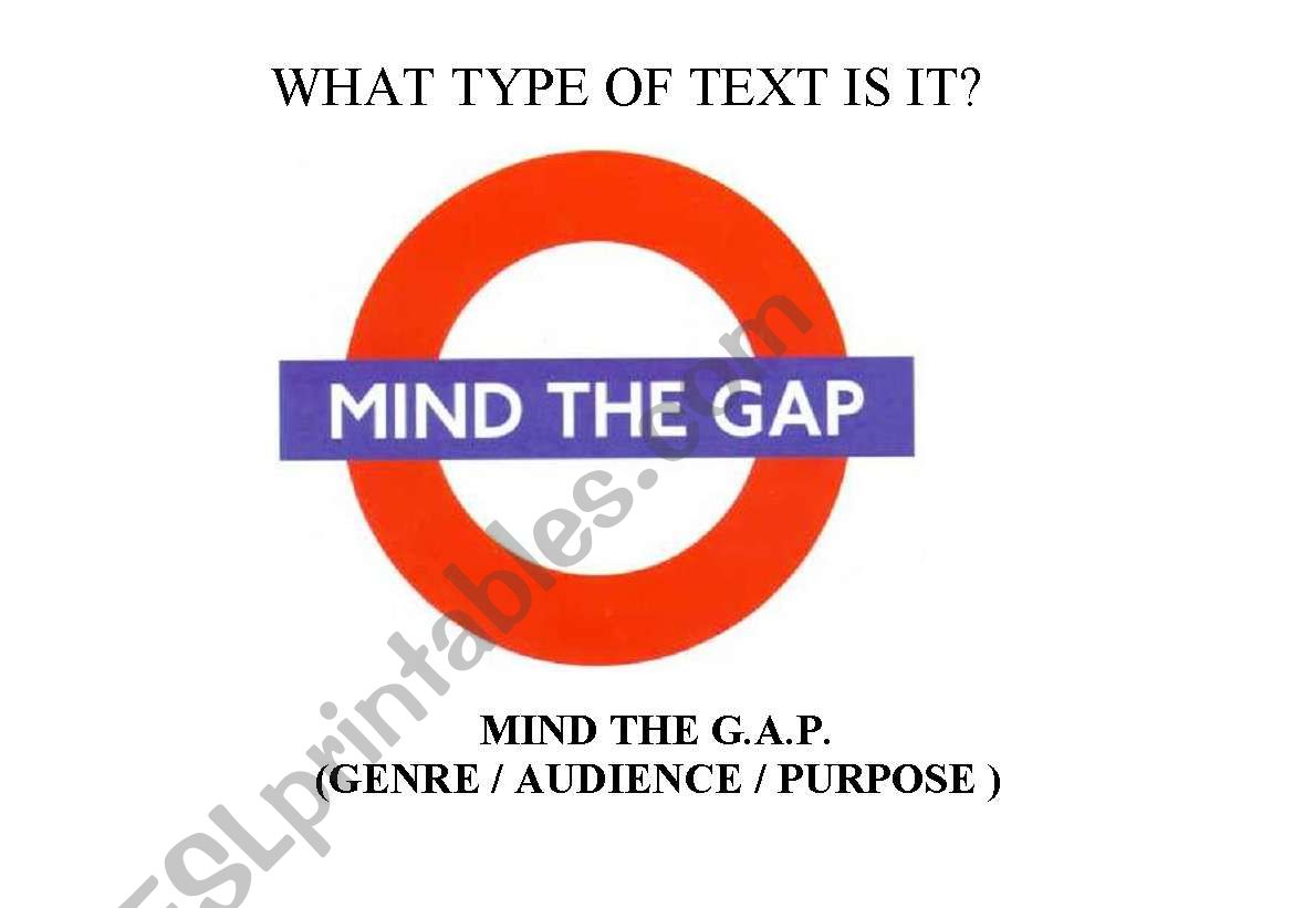 mind the gap worksheet