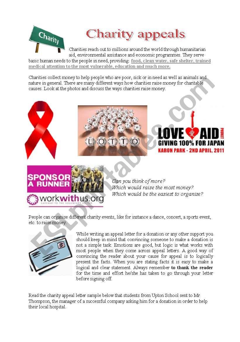 Charity appeals worksheet