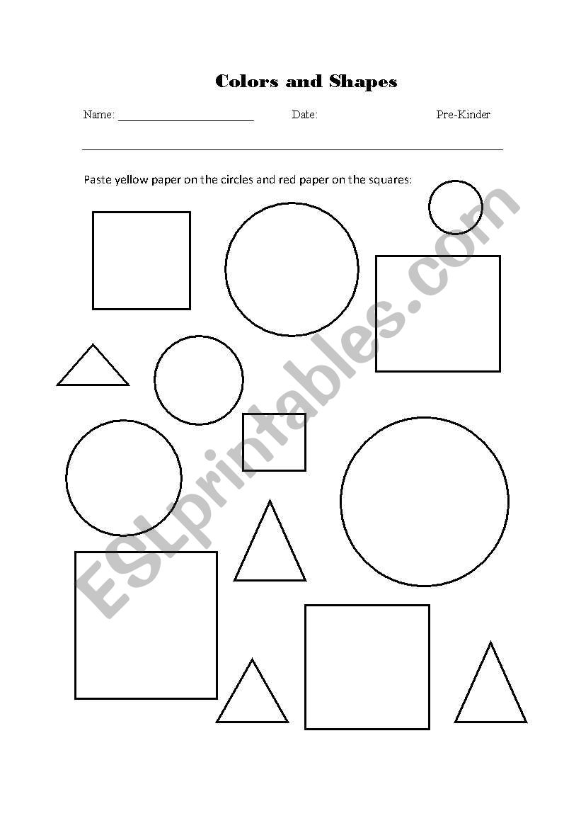 Colors and shapes worksheet