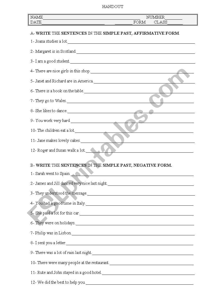 Simple Past worksheet