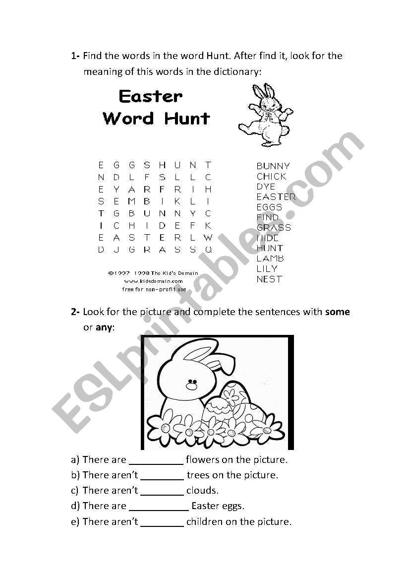 Easter Theme - some/any worksheet
