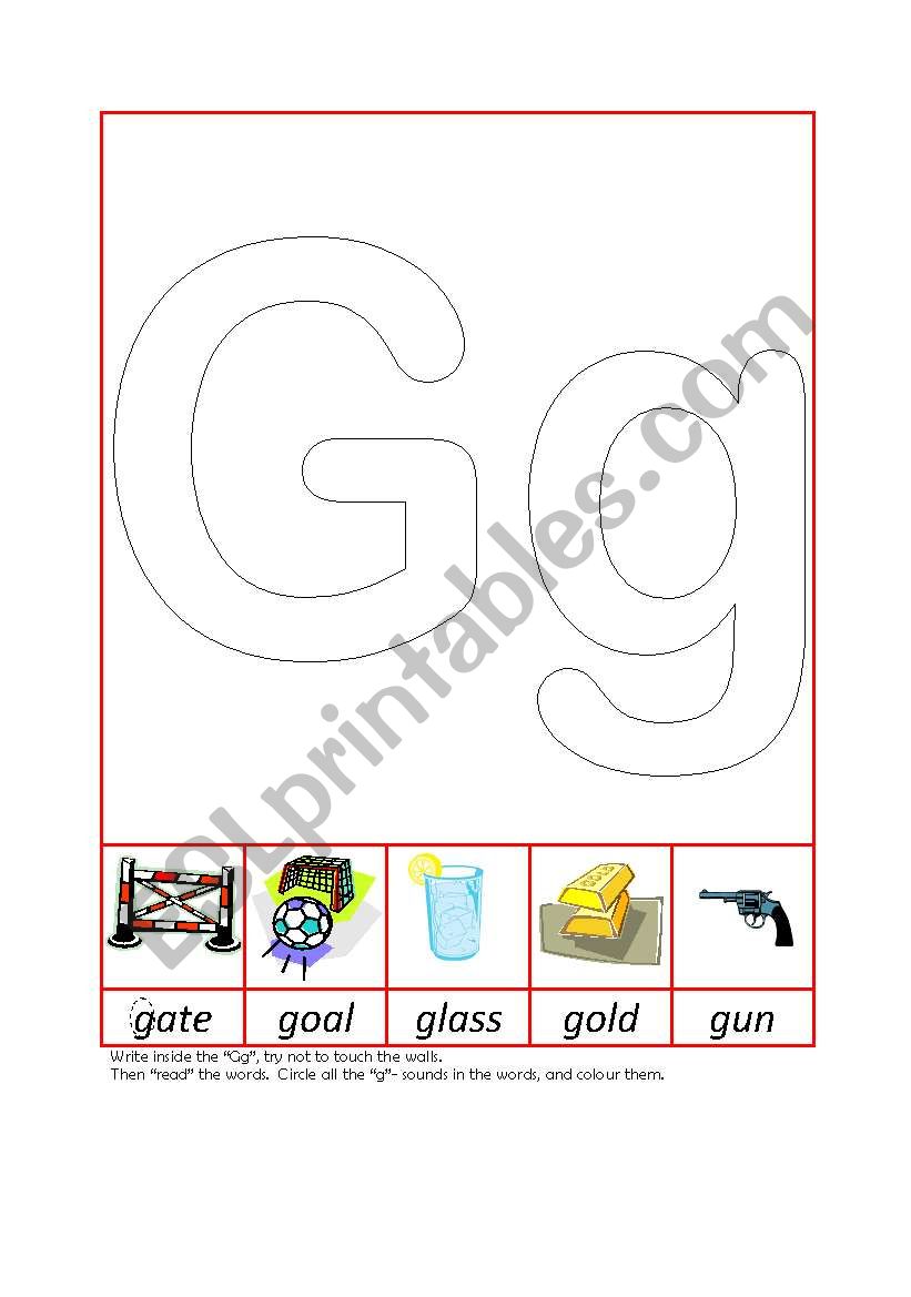 Phonic Recognition Gg worksheet