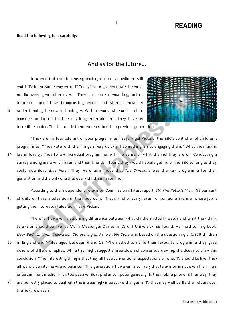 media worksheet