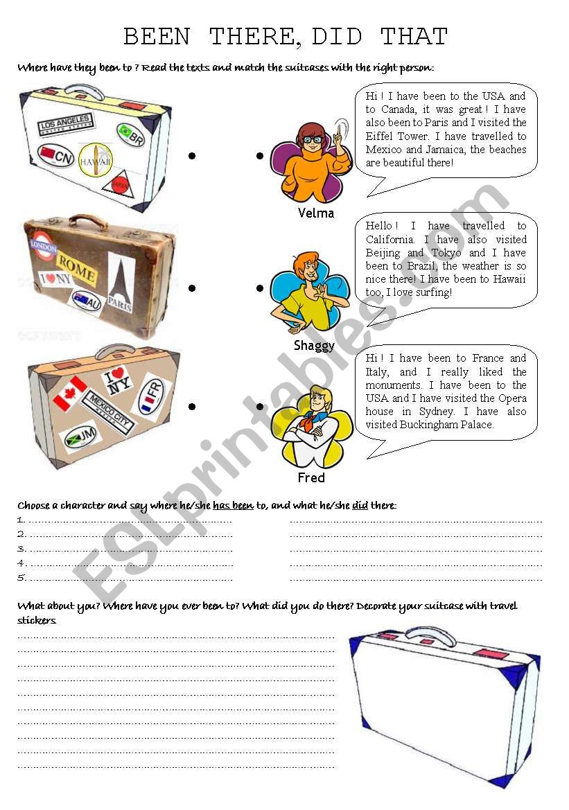 travel suitcases worksheet