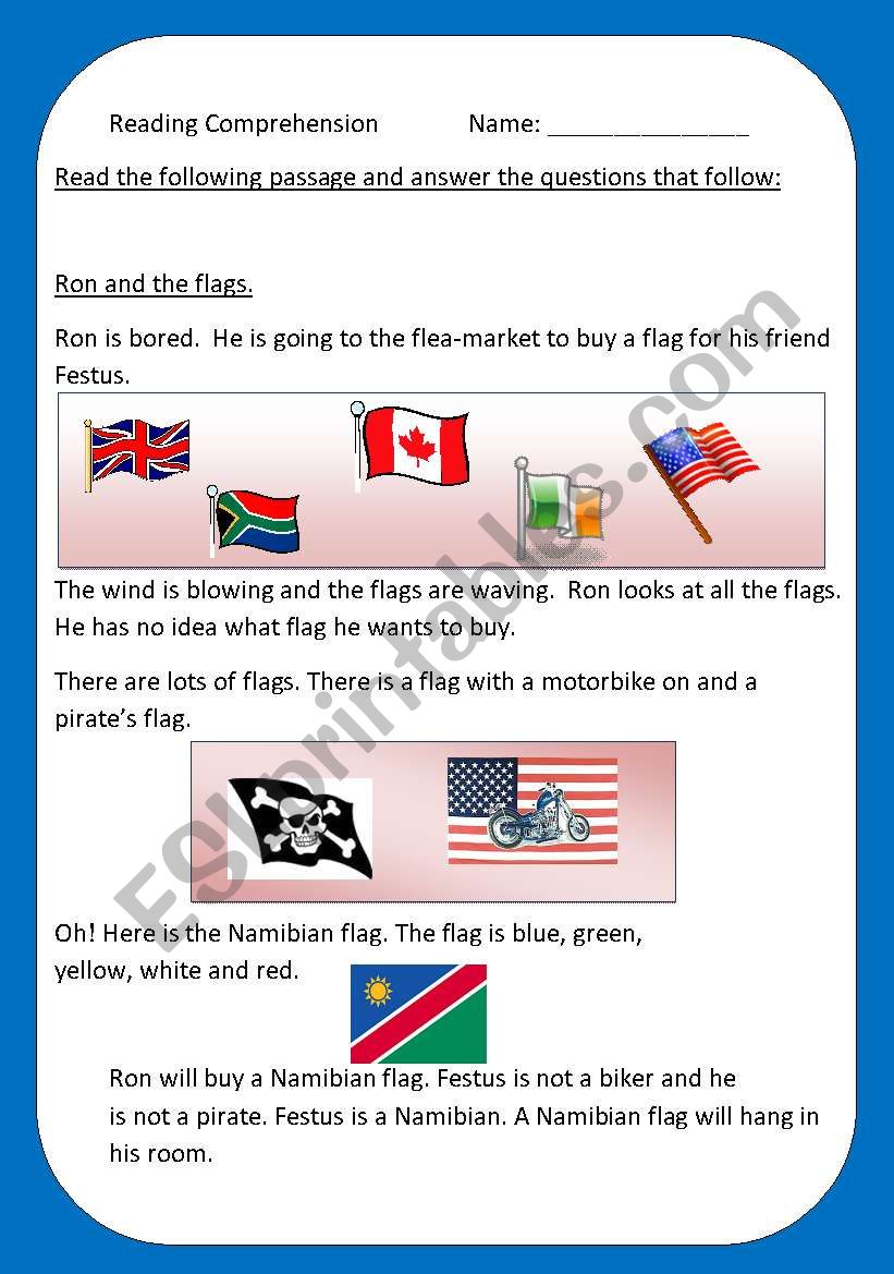 Reading Comprehension: Ron and the flags