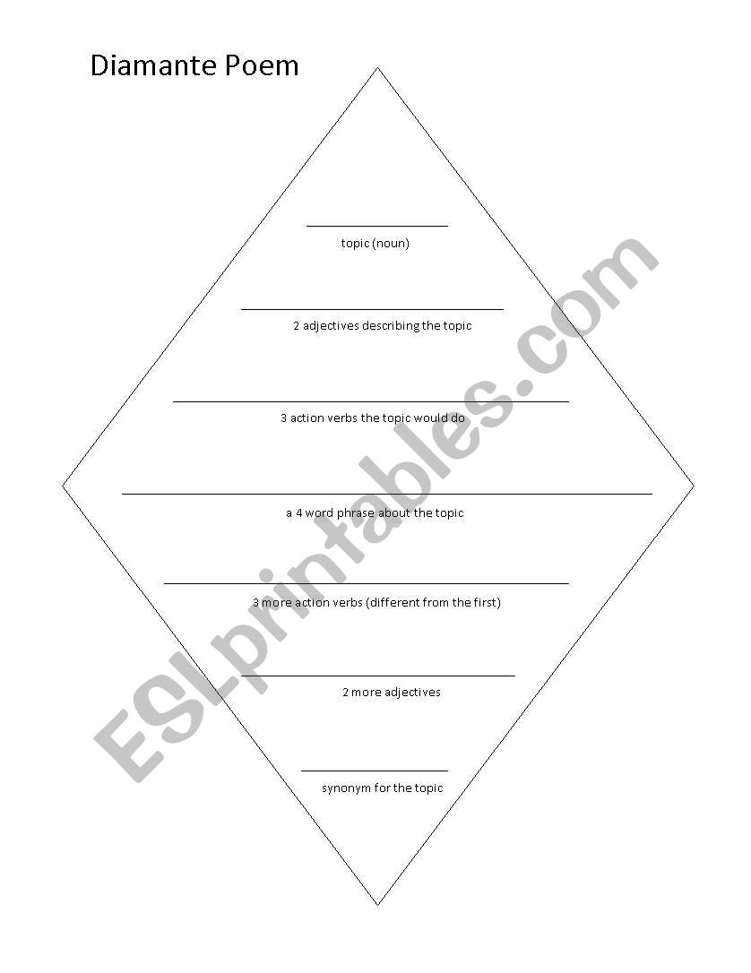 Diamente Poem  worksheet