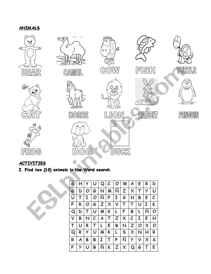 Animals worksheet  worksheet