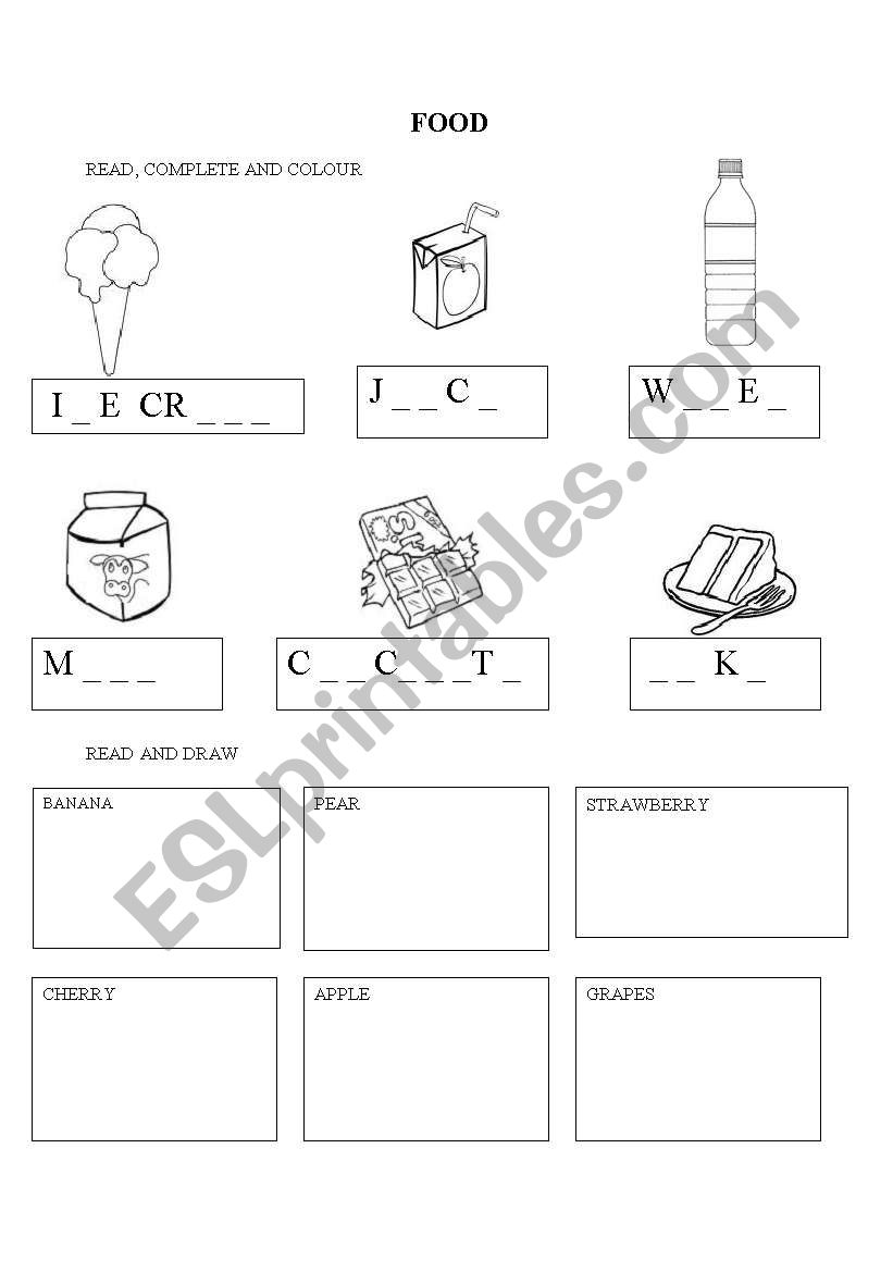 FOOD worksheet