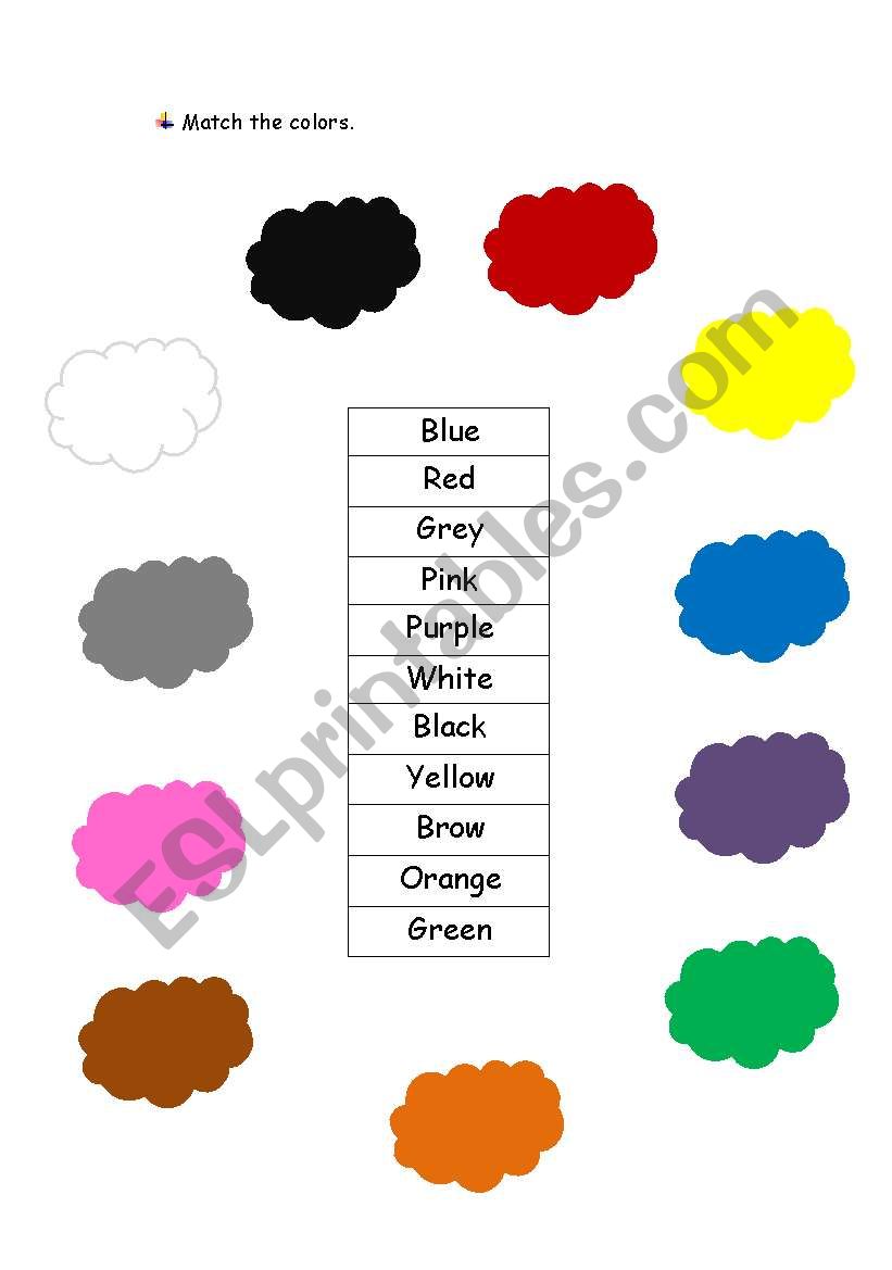 MATCH THE COLOURS worksheet
