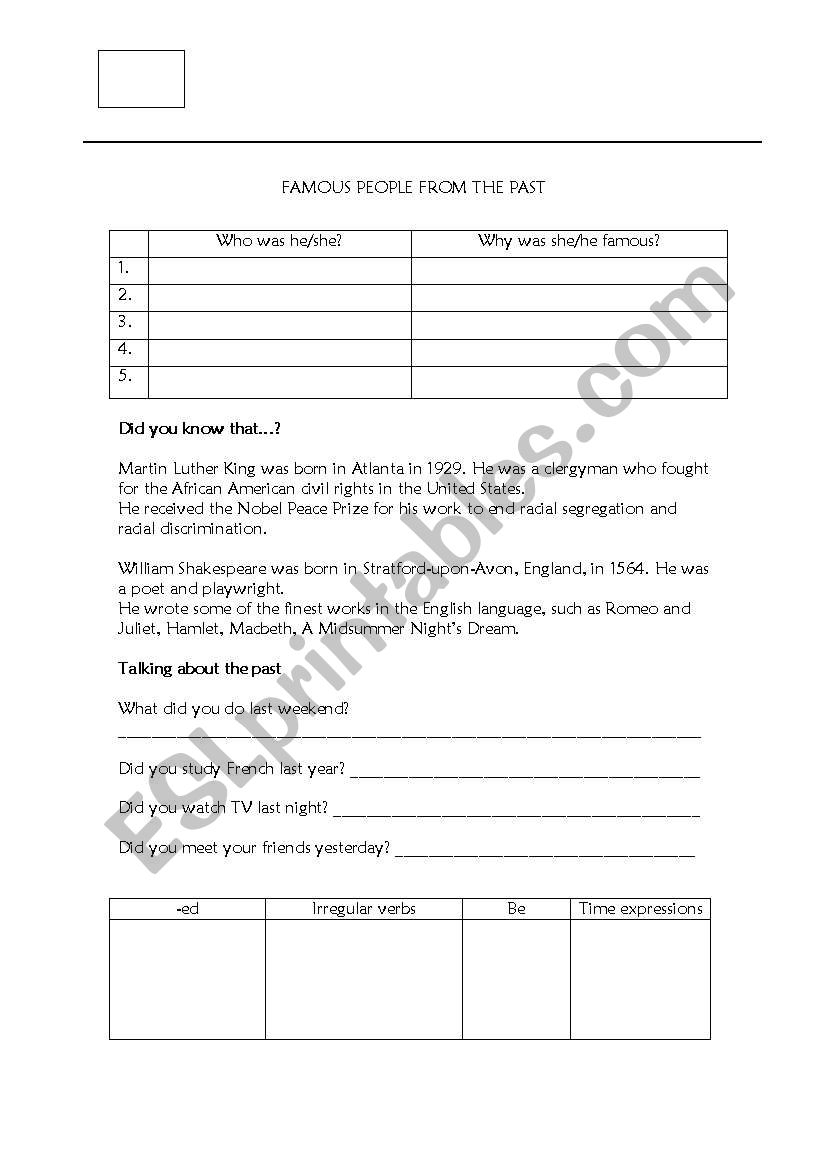 past tense activities worksheet